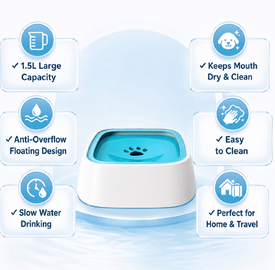 No-Spill Slow Drinking Water Bowl