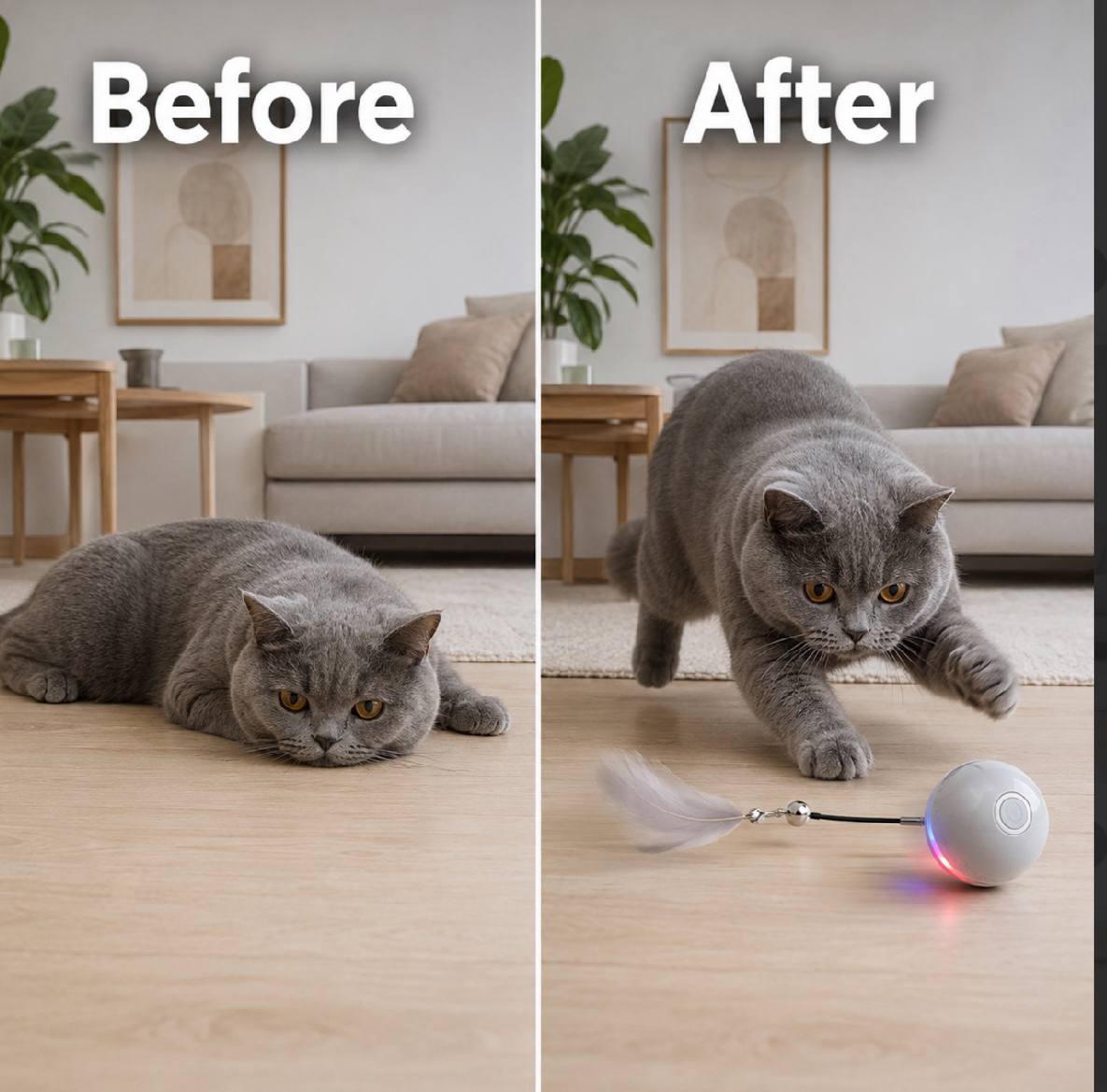 interactive LED cat ball