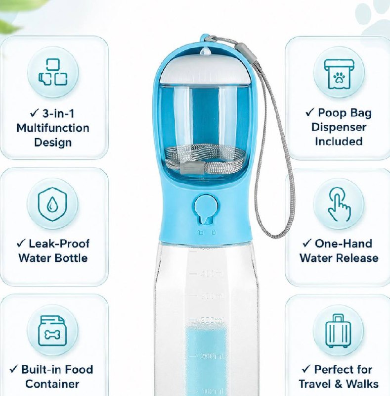 3-in-1 dog water bottle